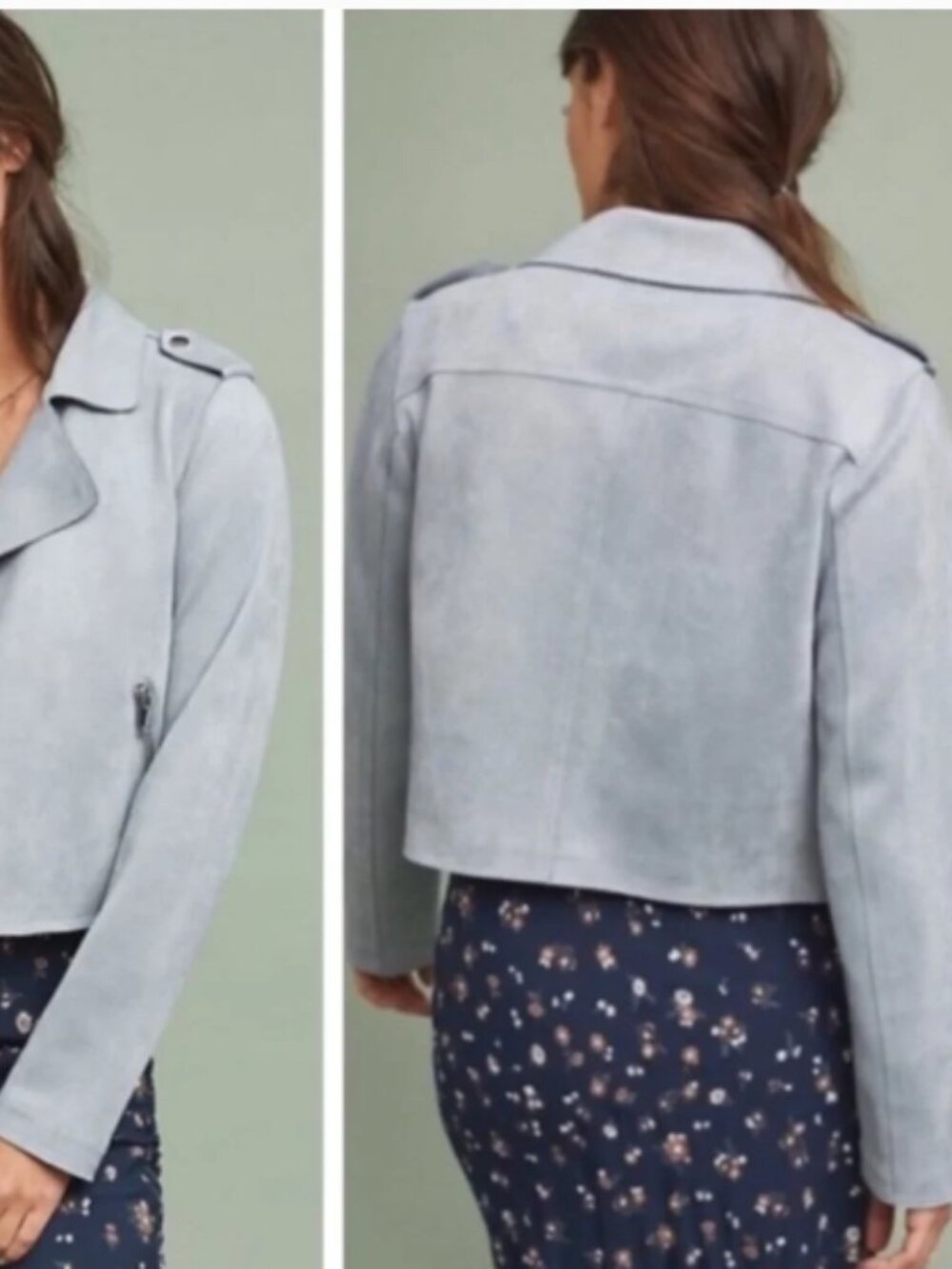 Anthropologie Blue Suede Moto Expressway Jacket S - Picture 12 of 12